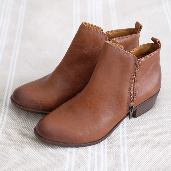 Lucky Brand Shoes - Brown Leather Booties with Side Zippers